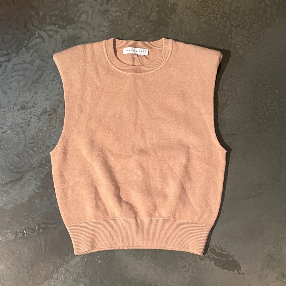 Endless Rose women’s Crewneck Sleeveless Sweater in Light Brown